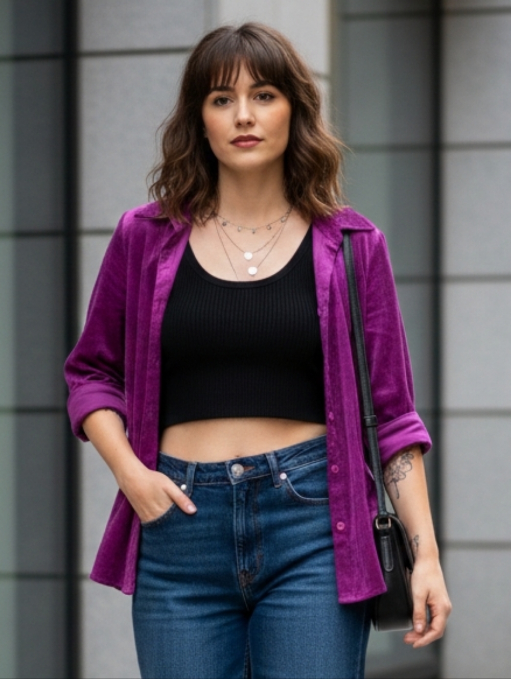 Christopher & Banks L Whimsigoth Contemporary Jacquard Velvet Corduroy Shirt